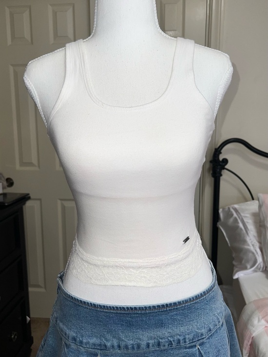 Hollister Tops - Hollister White Lace-Trim Tank - Women